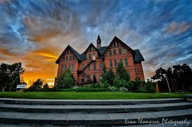 montana hall at dusk