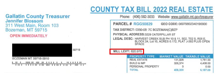 The mills levied is prominently displayed on tax statements.