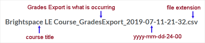 D2L 20.19.6 screenshot - reading the file name of an exported file