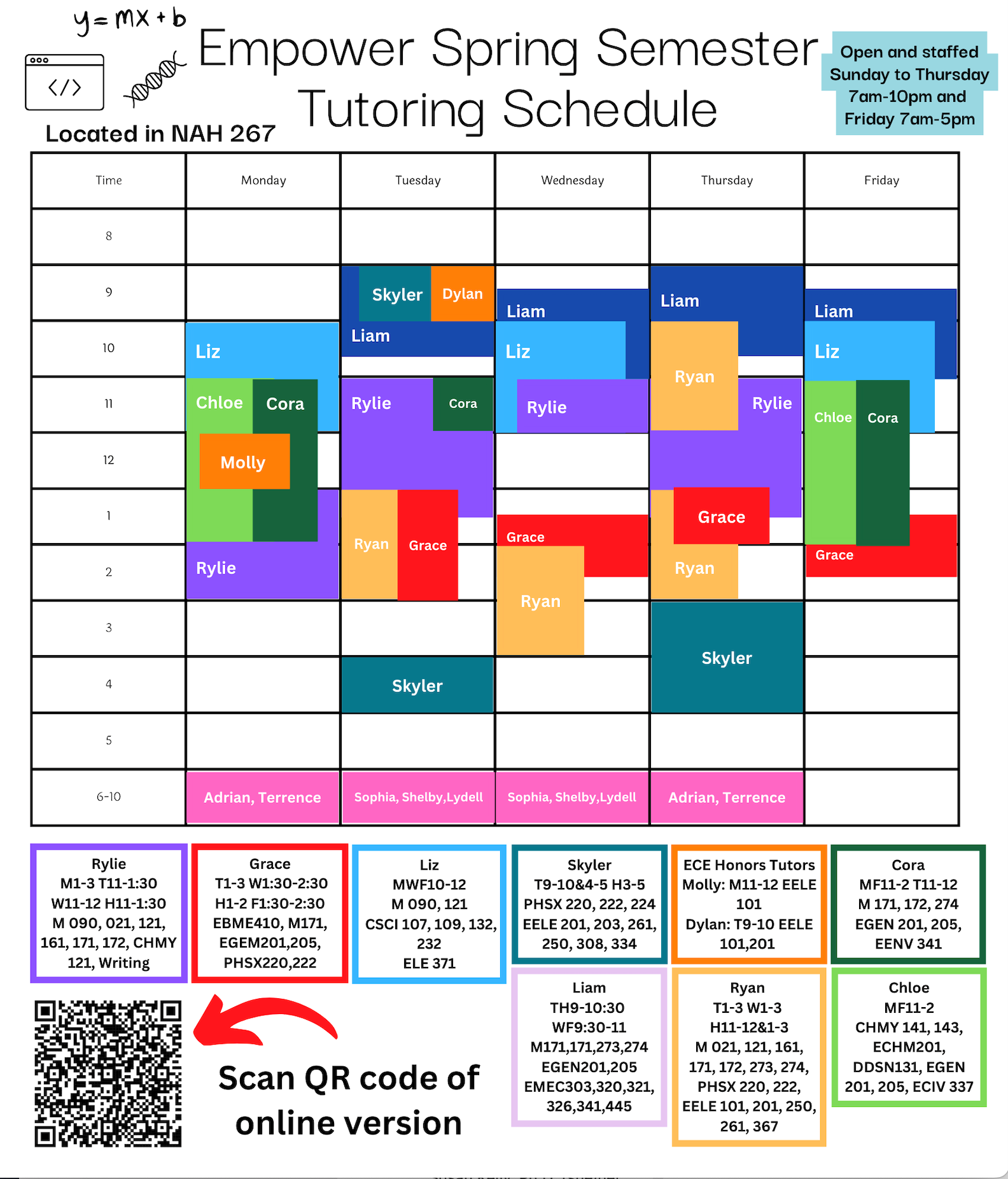 Tutoring schedule