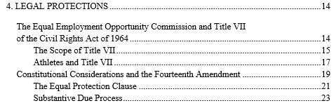 Leaders in Table of Contents Example