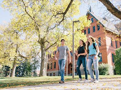 students walking on campus