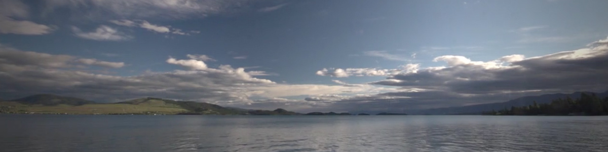 Body of water and montains