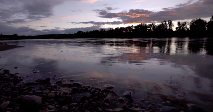 sunset on a river