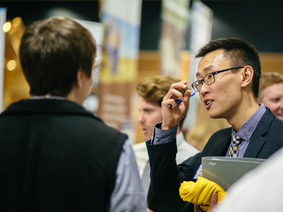 An international student at the bi-annual career fair.