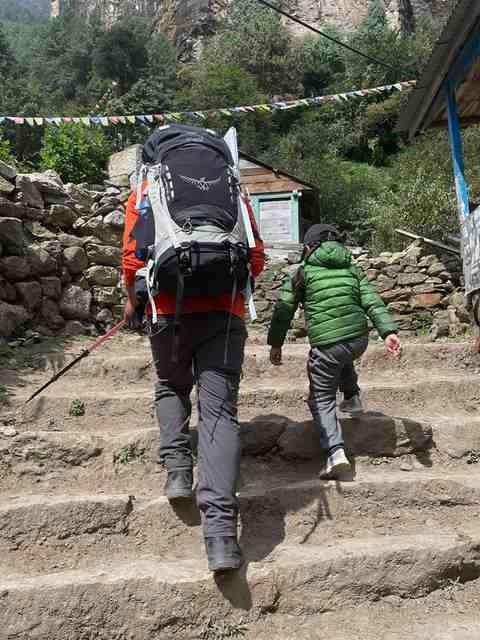 Samir leads the way to Lukla