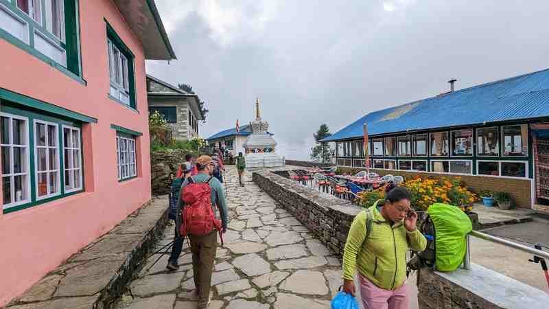 The group enters Lukla