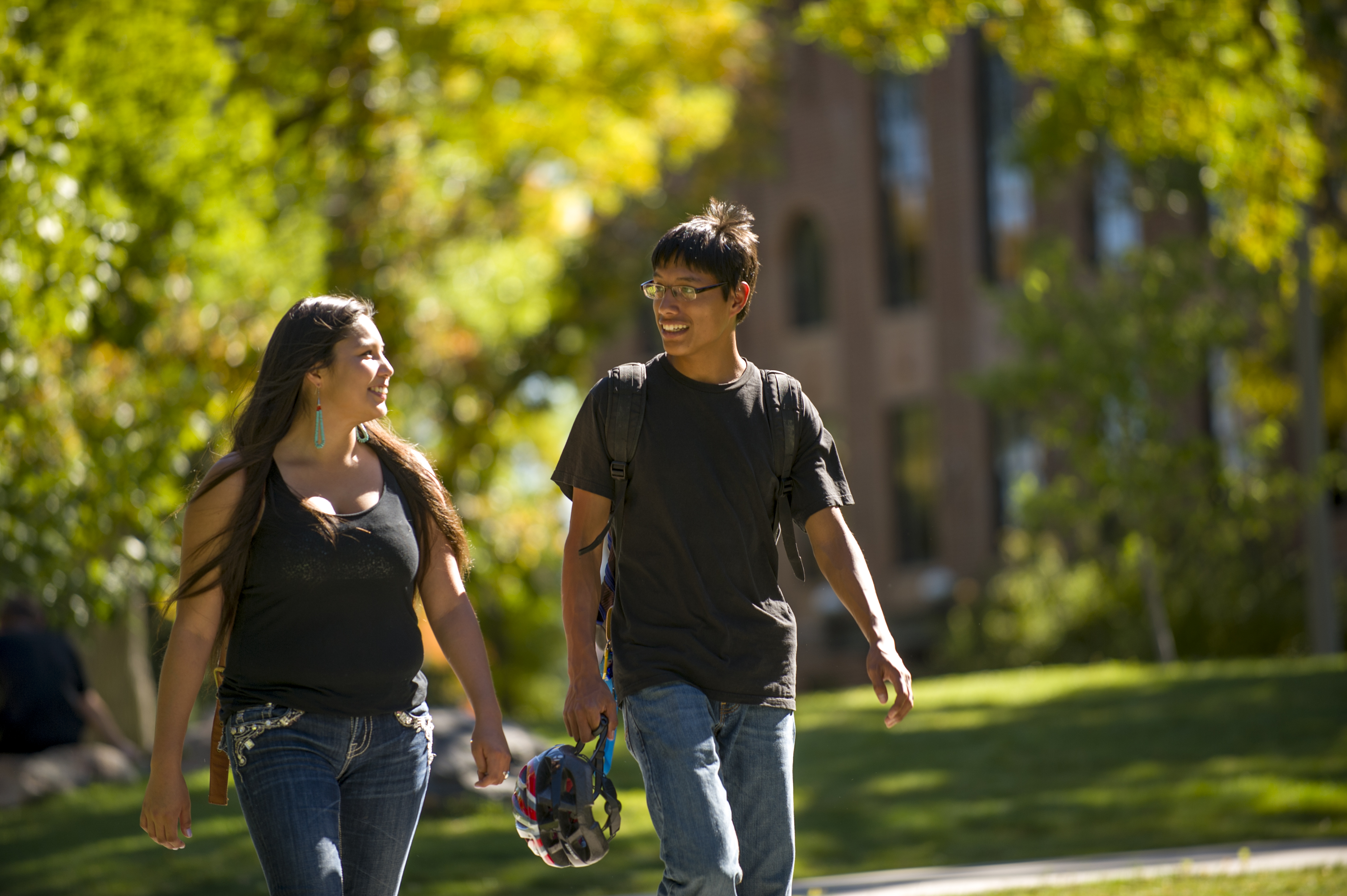 native american students walking to class