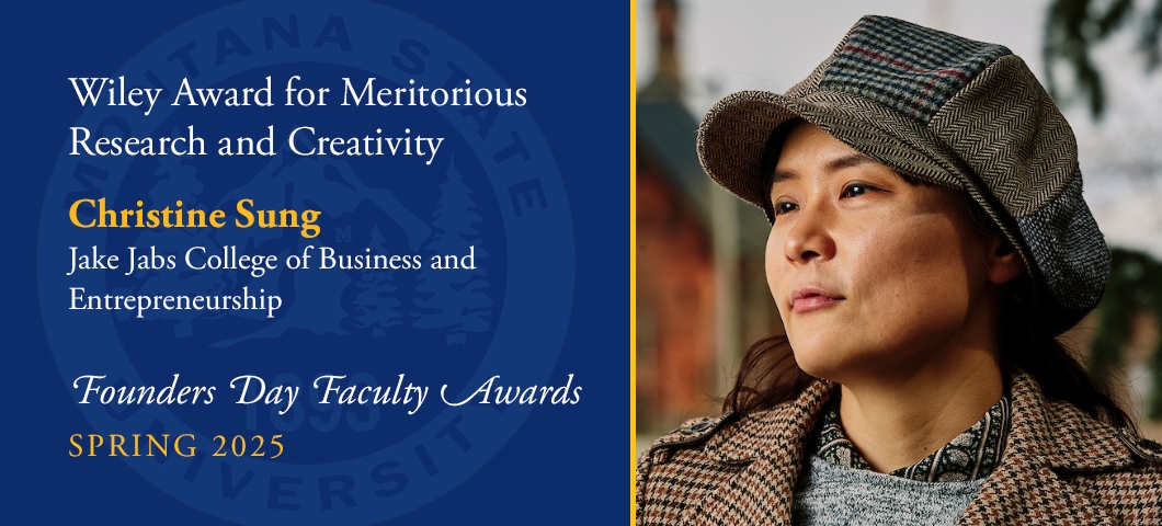 Charles and Nora L. Wiley Award for Meritorious Research and Creativity (Professions): Christine Sung, Founders Day Faculty Awards, Academic Year 2024-25. Portrait of Christine Sung.