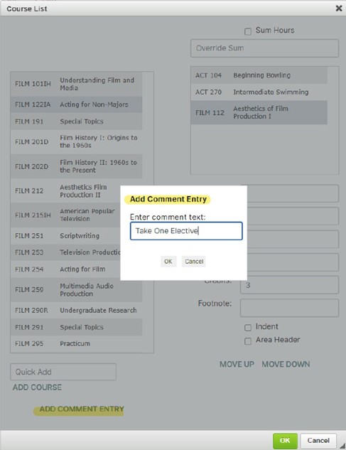 Course List Add