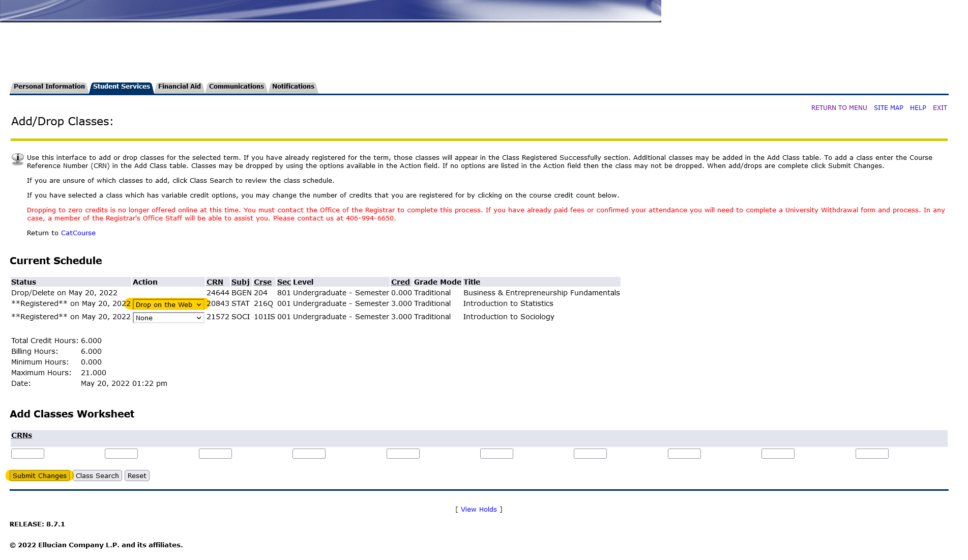 highlighted drop on web and submit