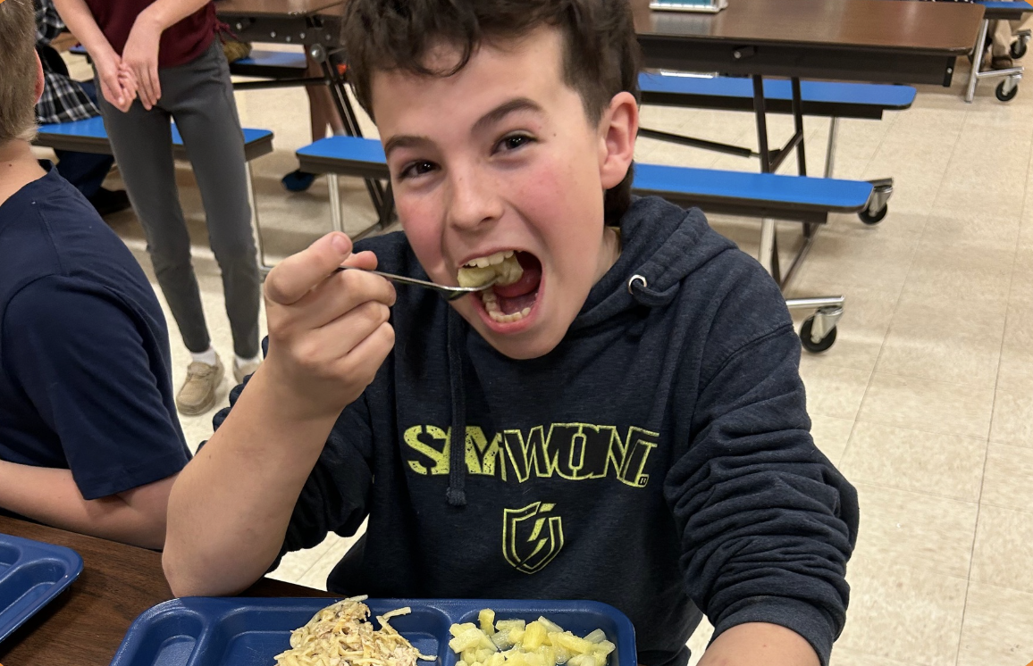 student eating